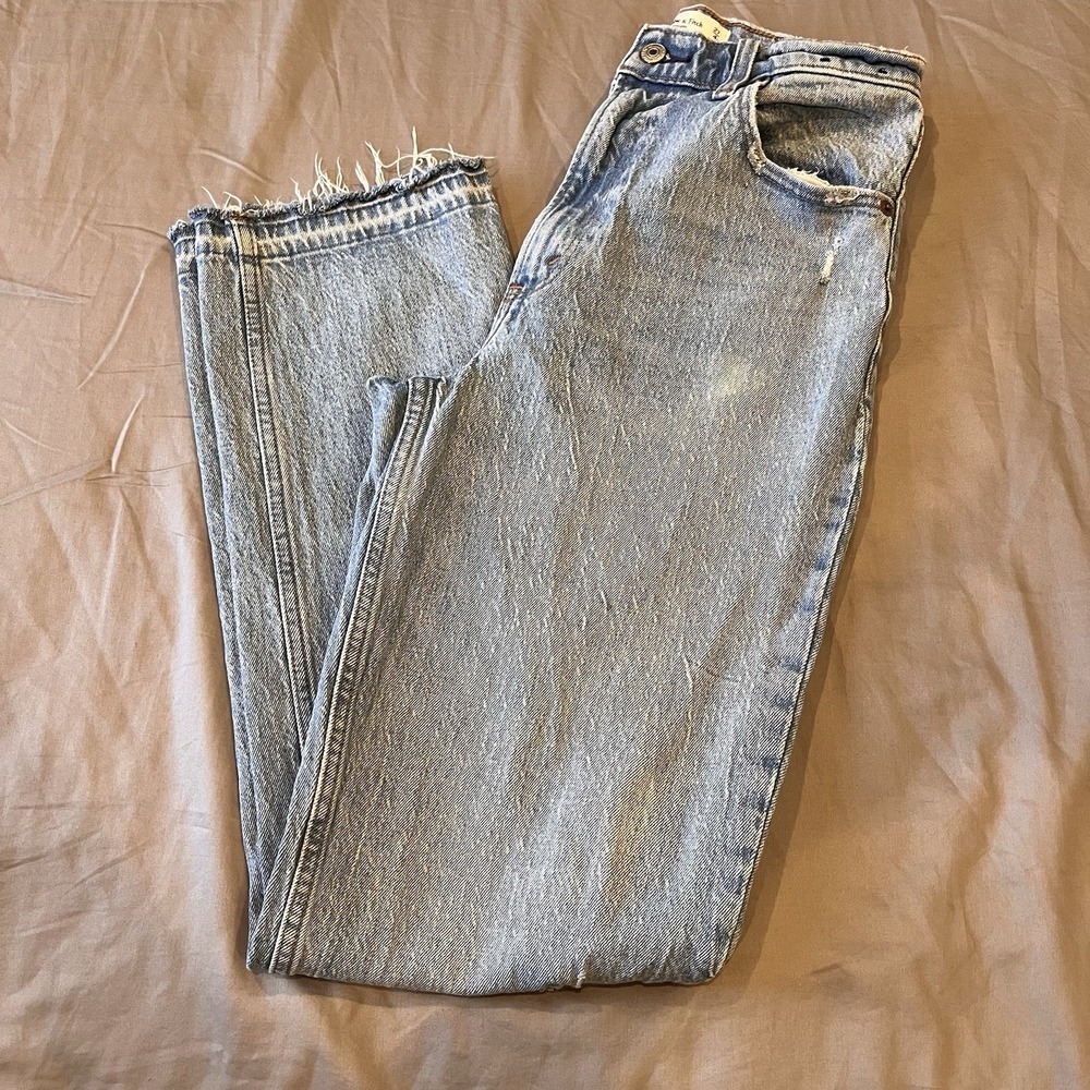 Abercrombie & Fitch 90s Straight Ultra High Rise Jeans Curve Love Raw Hem 27 4